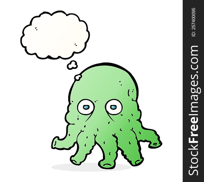 cartoon alien squid face with thought bubble