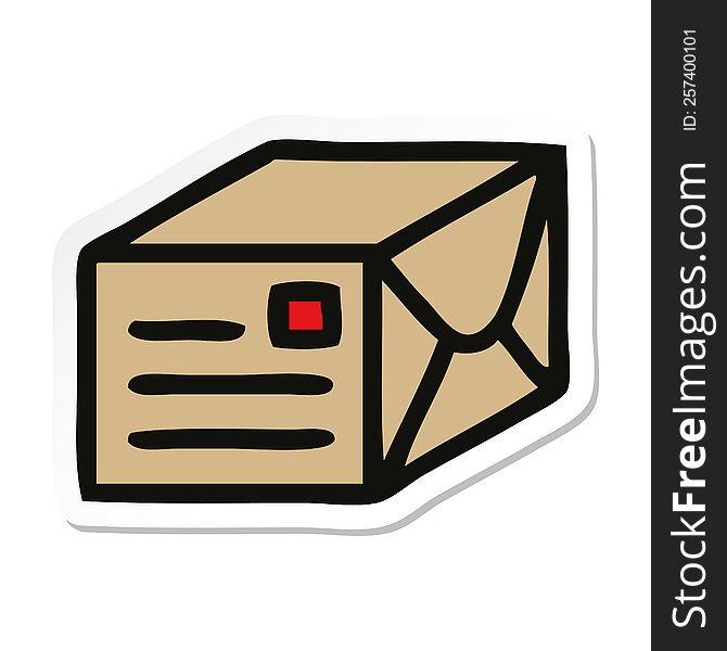 sticker of a cute cartoon paper parcel