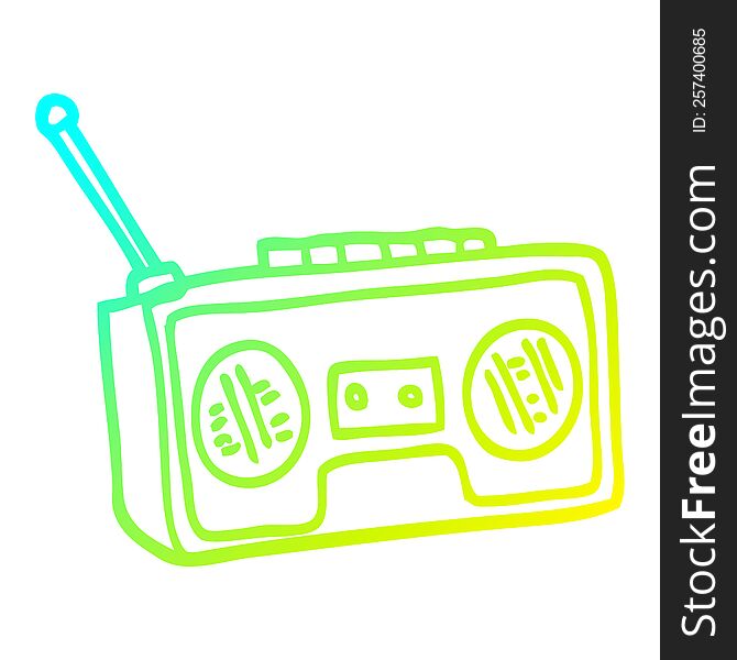 cold gradient line drawing of a cartoon radio player