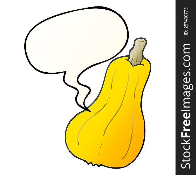cartoon squash with speech bubble in smooth gradient style