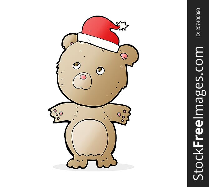 cartoon bear wearing christmas hat