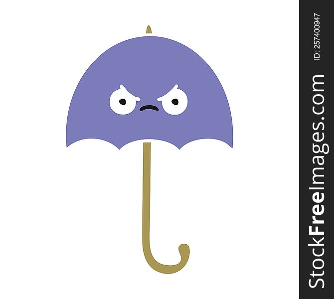 flat color retro cartoon umbrella