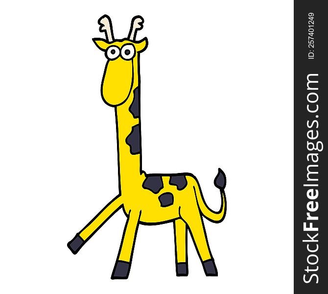 cartoon doodle walking giraffe