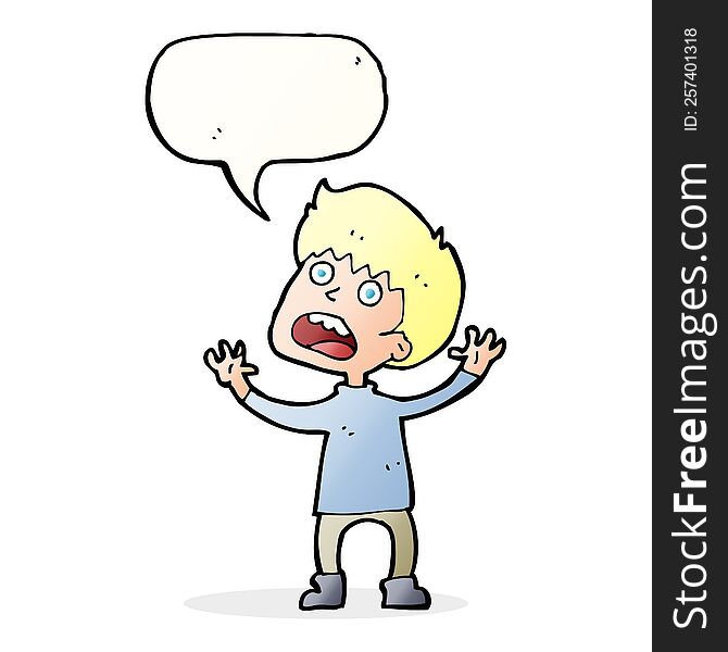 Cartoon Stressed Boy With Speech Bubble