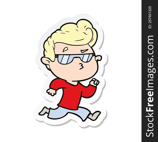 sticker of a cartoon cool guy