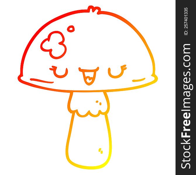 Warm Gradient Line Drawing Cartoon Mushroom