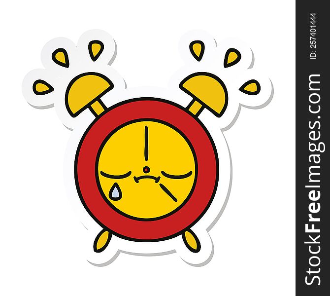 sticker of a cute cartoon alarm clock