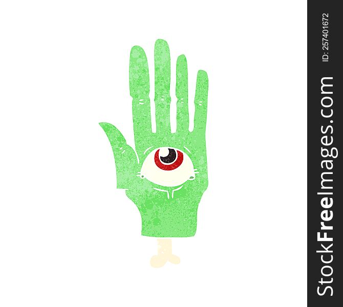 Retro Cartoon Spooky Eye Hand