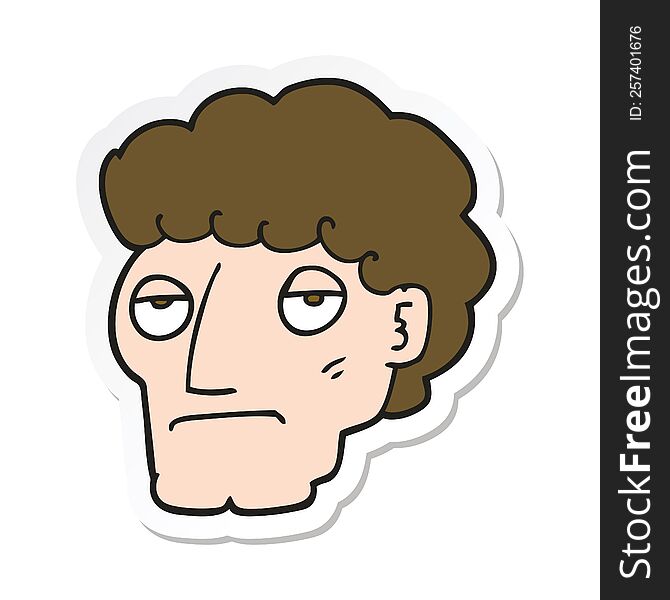 sticker of a cartoon bored man