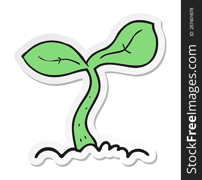 sticker of a cartoon seedling growing