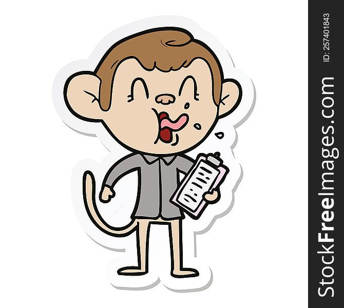 Sticker Of A Crazy Cartoon Monkey Manager