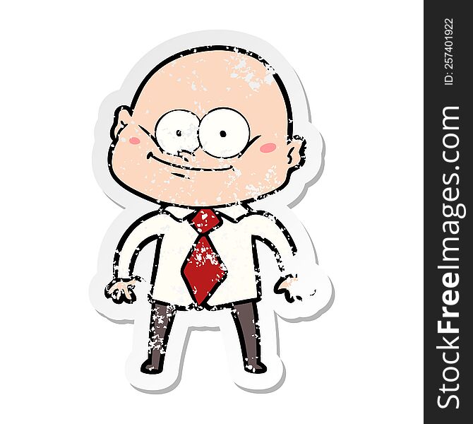 distressed sticker of a cartoon manager man staring