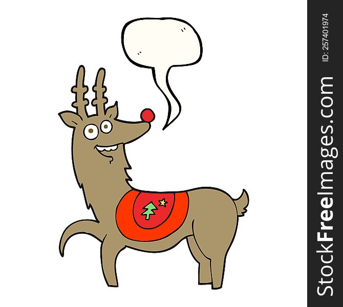 freehand drawn speech bubble cartoon christmas reindeer