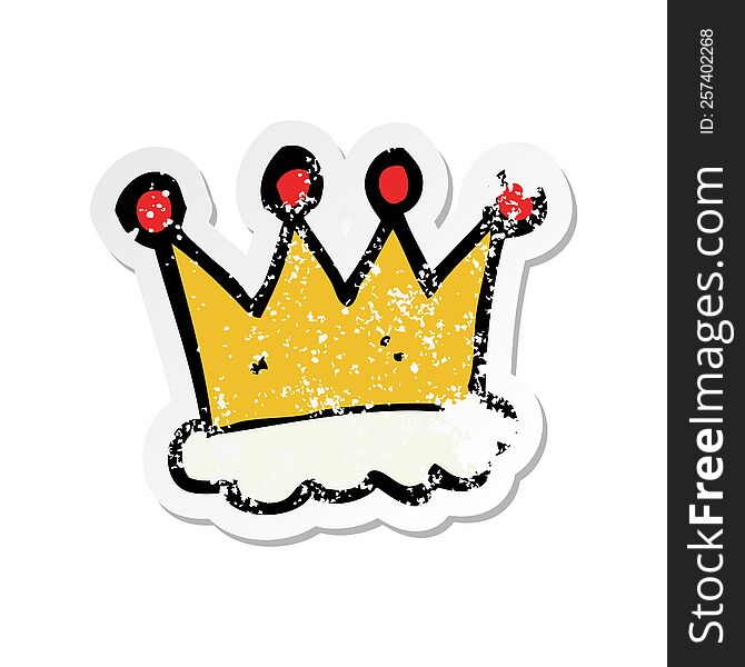 Retro Distressed Sticker Of A Cartoon Crown Symbol
