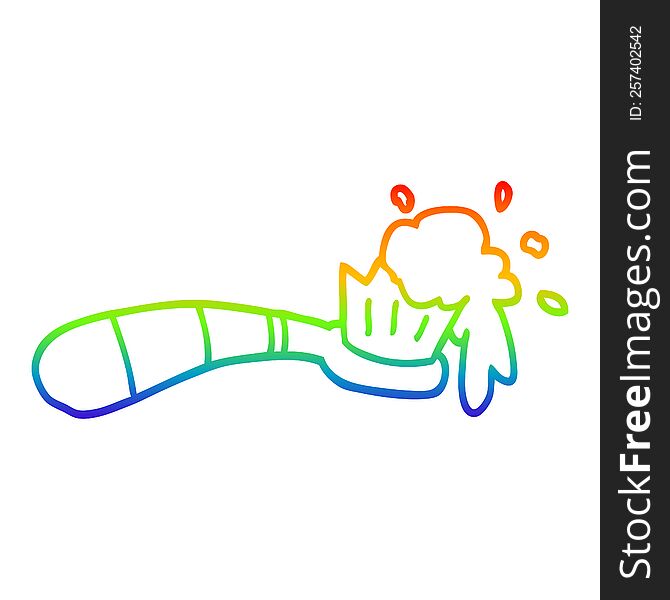 rainbow gradient line drawing of a cartoon toothbrush