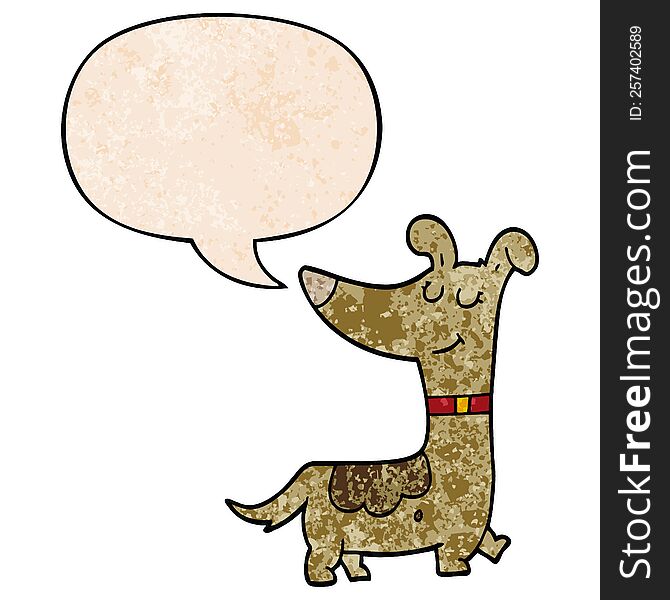Cartoon Dog And Speech Bubble In Retro Texture Style