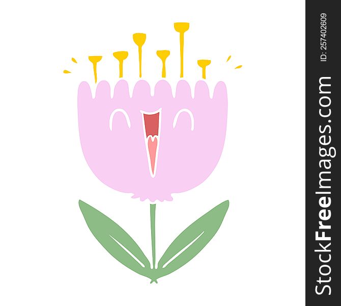 Flat Color Style Cartoon Happy Flower