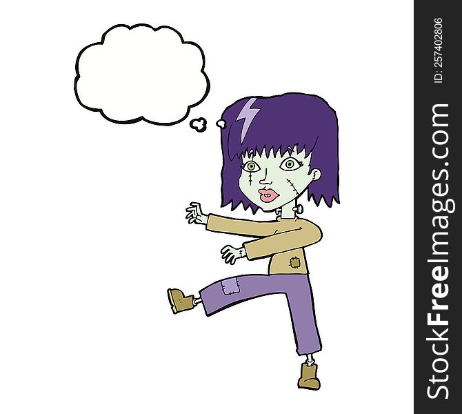 Cartoon Zombie Girl With Thought Bubble