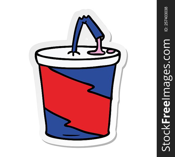 Sticker Cartoon Doodle Of Fastfood Drink