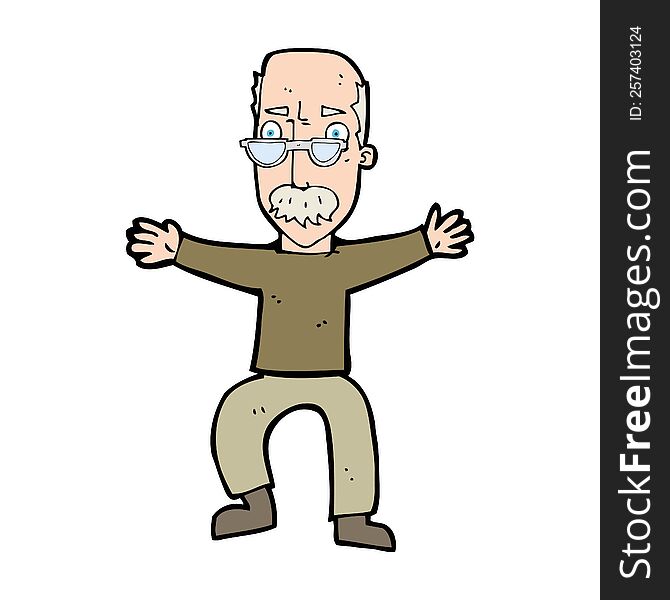 cartoon old man waving arms