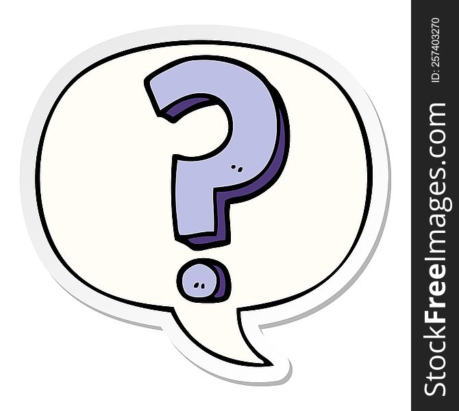 cartoon question mark and speech bubble sticker