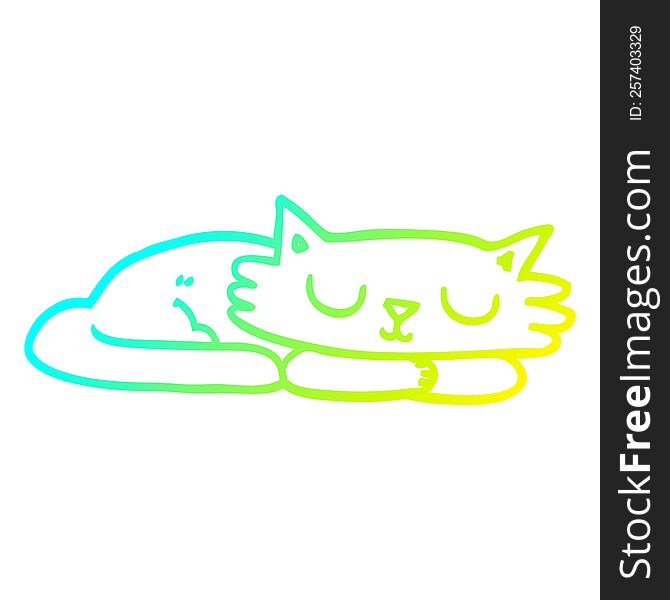 cold gradient line drawing cartoon sleeping cat