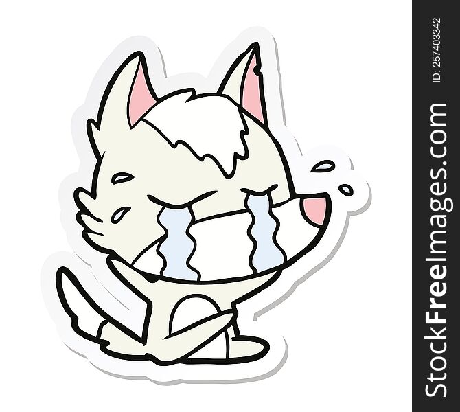 Sticker Of A Cartoon Crying Wolf