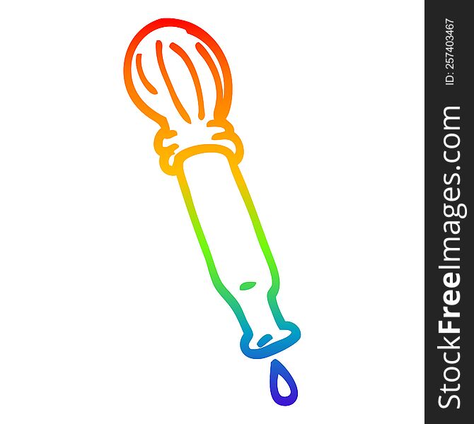 rainbow gradient line drawing of a cartoon dripping pipette