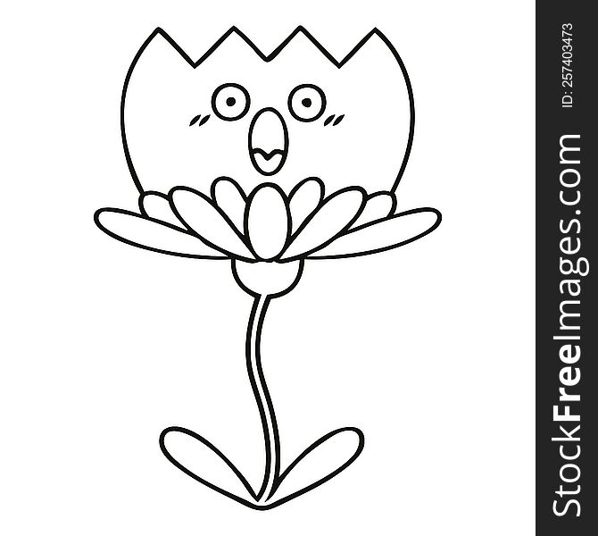 Line Drawing Cartoon Flower
