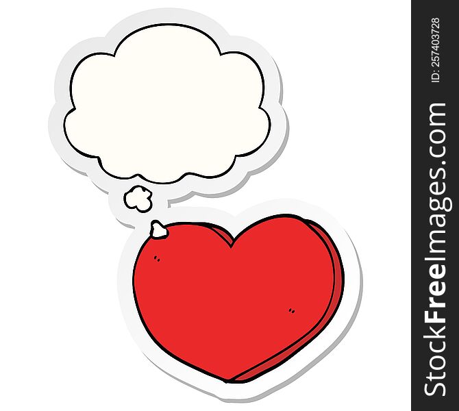 Cartoon Heart And Thought Bubble As A Printed Sticker