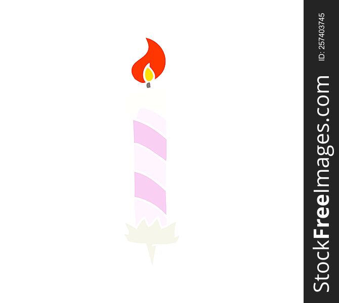 flat color illustration of a cartoon birthday cake candle