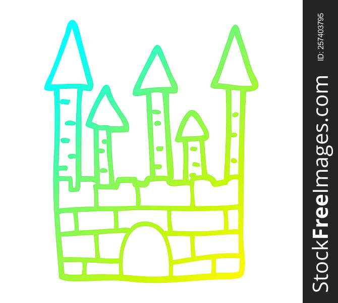 Cold Gradient Line Drawing Cartoon Traditional Castle
