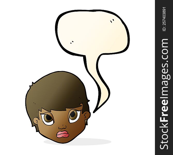 Cartoon Sulking Woman With Speech Bubble