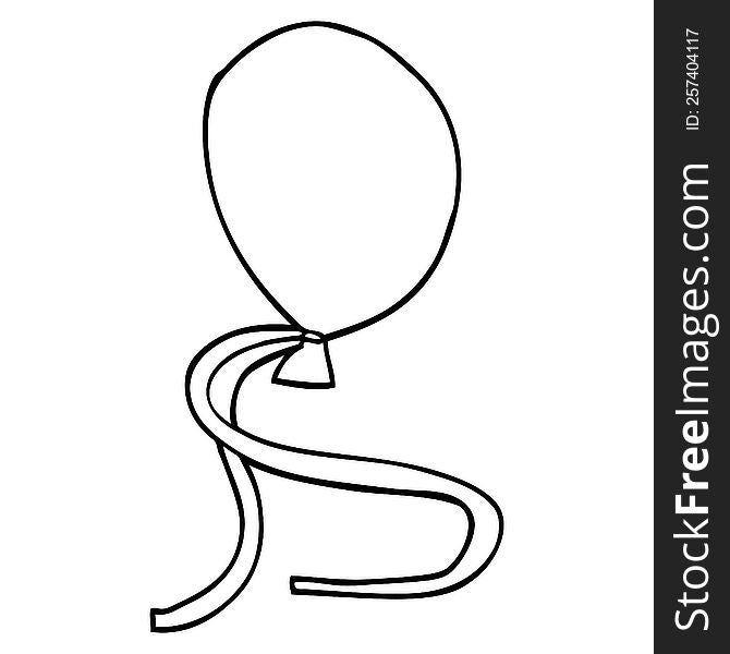 Line Drawing Cartoon Ballon With String