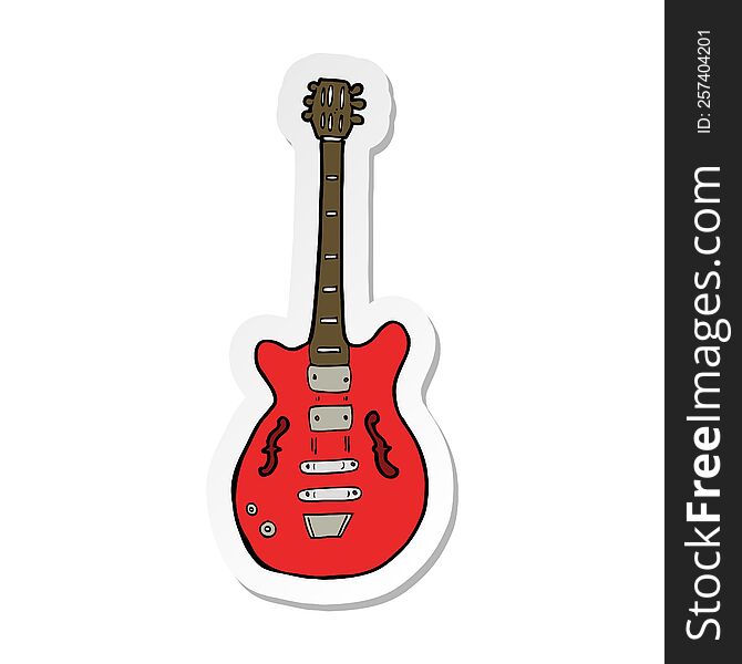 sticker of a cartoon electric guitar