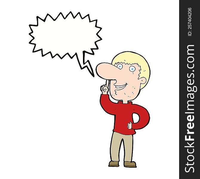 Cartoon Man With Idea With Speech Bubble