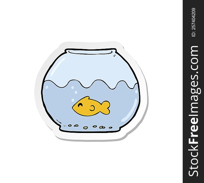 sticker of a cartoon fish in bowl