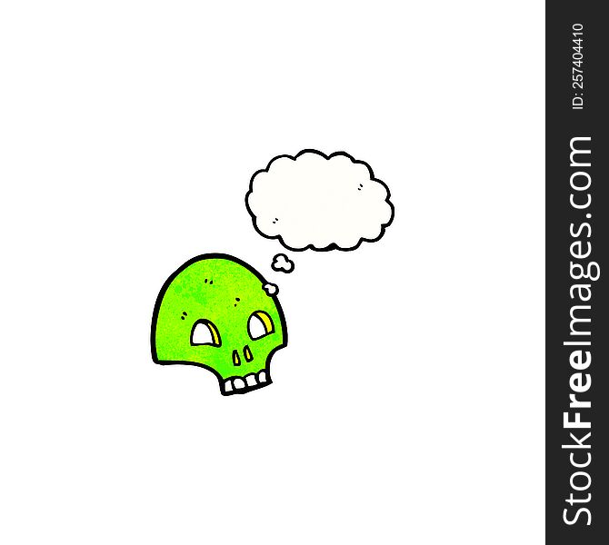 cartoon graffiti style skull with thought bubble