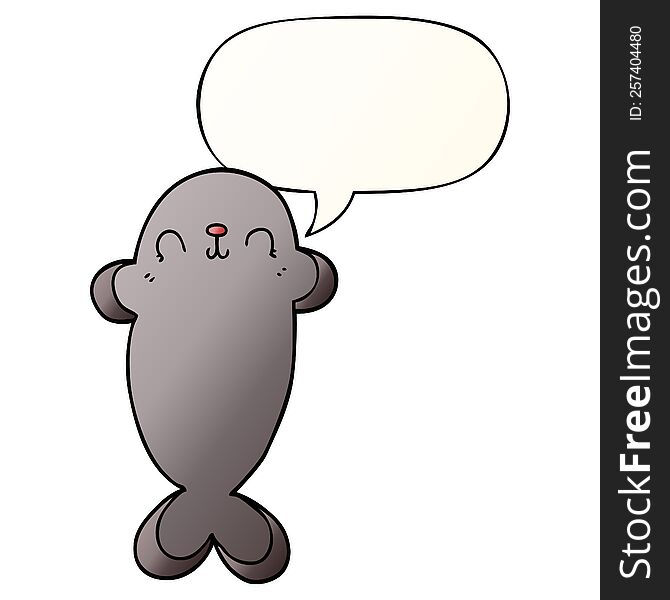 Cartoon Seal And Speech Bubble In Smooth Gradient Style