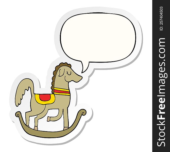 cartoon rocking horse with speech bubble sticker