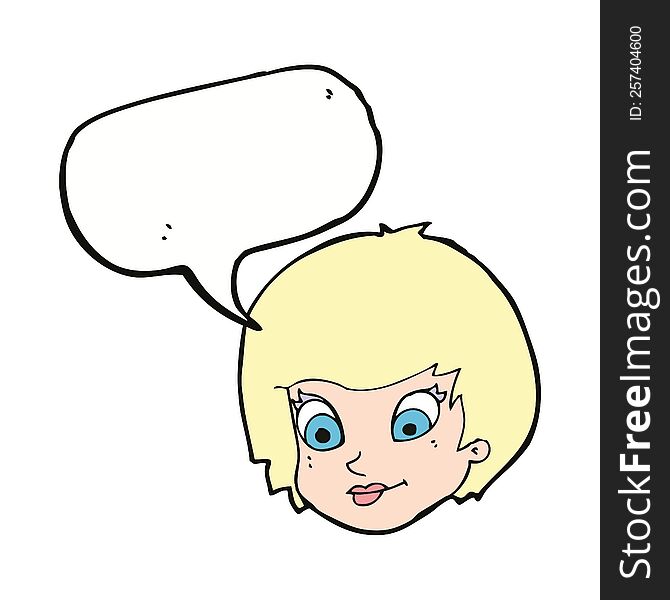 Cartoon Female Face With Speech Bubble