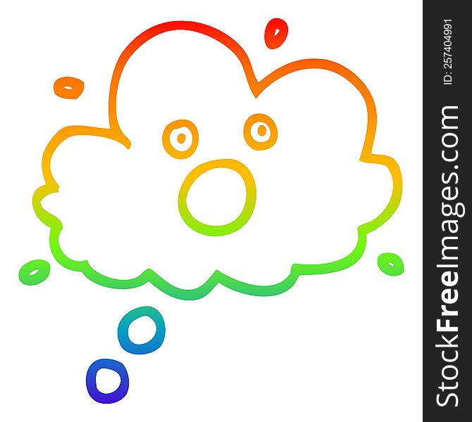 Rainbow Gradient Line Drawing Cartoon Screaming Thought Cloud