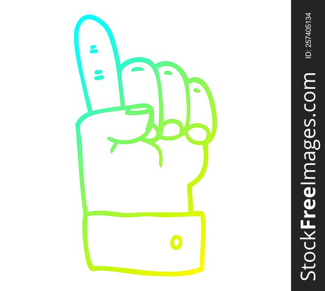 Cold Gradient Line Drawing Cartoon Pointing Hand