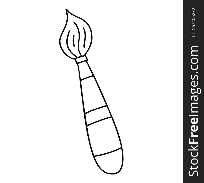 line drawing quirky cartoon paint brush. line drawing quirky cartoon paint brush