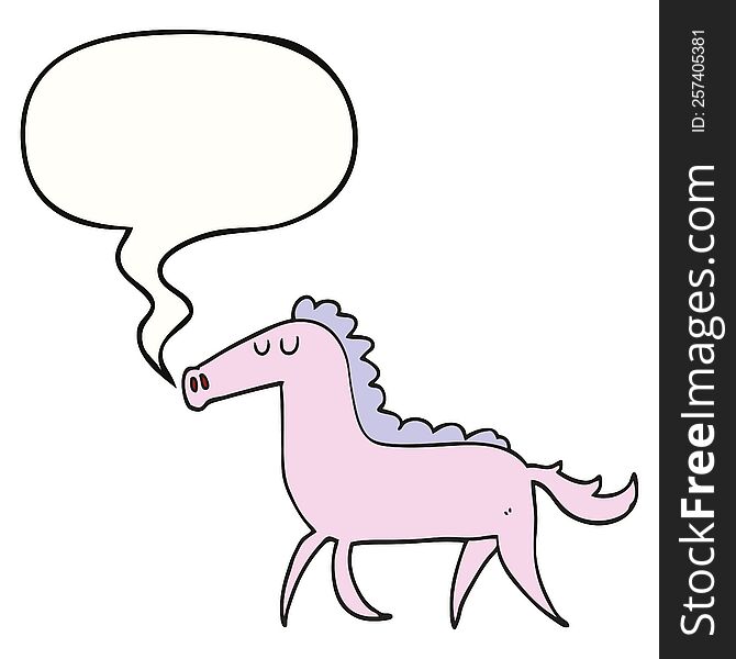 Cartoon Horse And Speech Bubble
