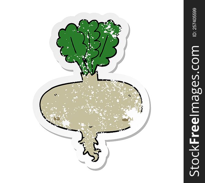 distressed sticker of a cartoon beetroot