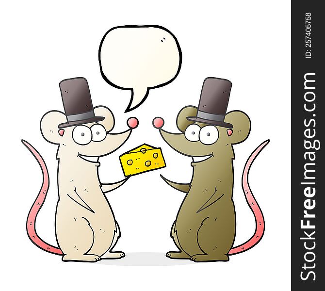 speech bubble cartoon mice with cheese