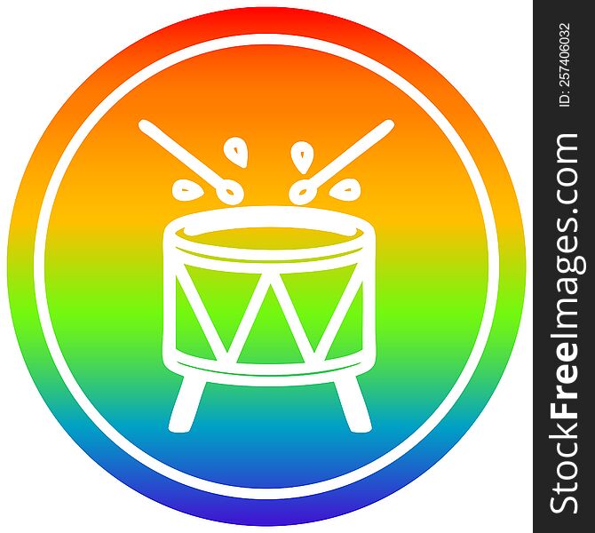 beating drum circular icon with rainbow gradient finish. beating drum circular icon with rainbow gradient finish