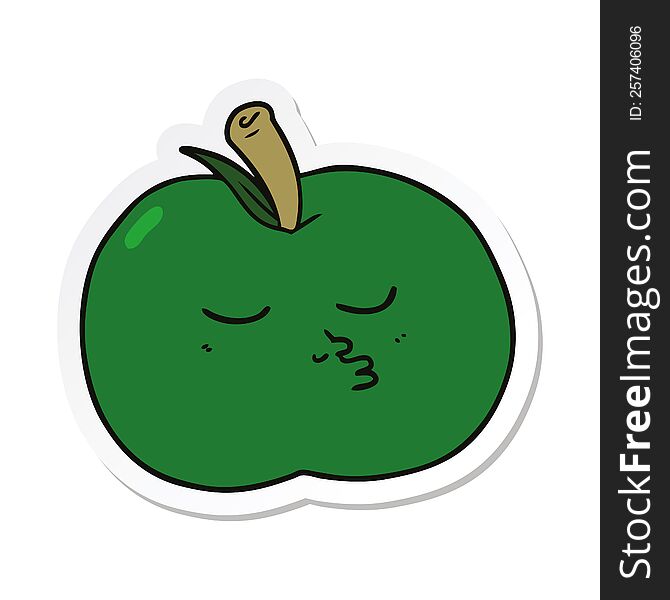 Sticker Of A Cartoon High Quality Apple