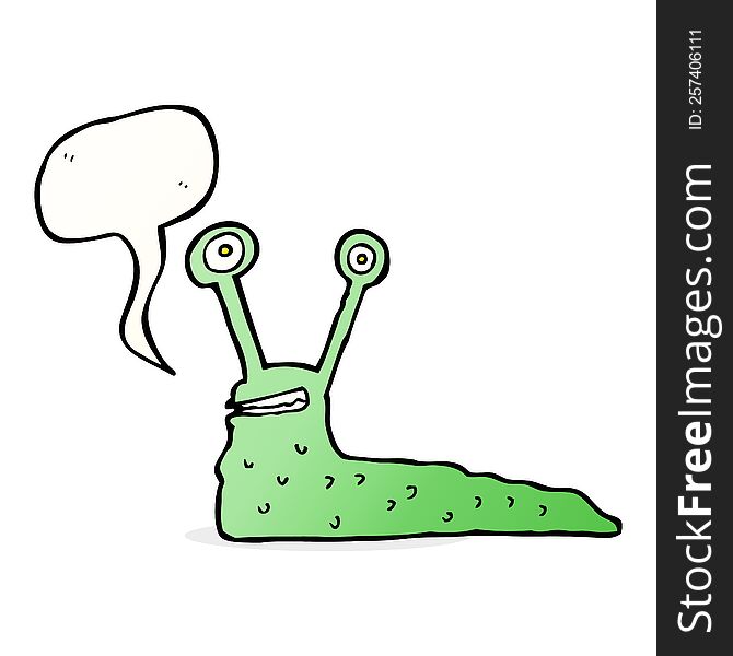 Cartoon Slug With Speech Bubble